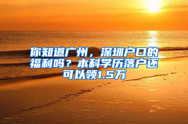 你知道广州，深圳户口的福利吗？本科学历落户还可以领1.5万