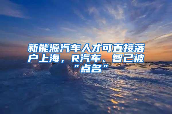 新能源汽车人才可直接落户上海，R汽车、智己被“点名”