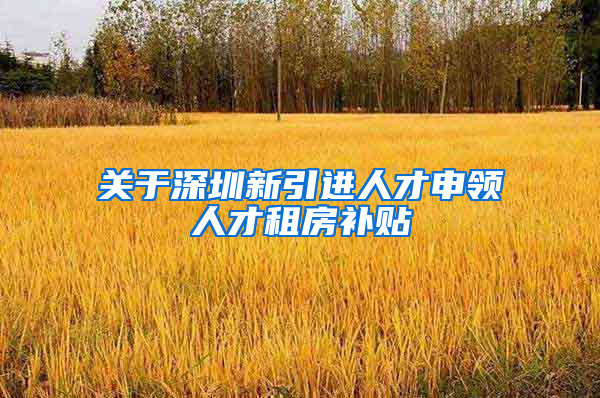 关于深圳新引进人才申领人才租房补贴