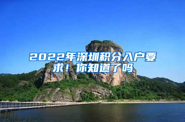2022年深圳积分入户要求！你知道了吗