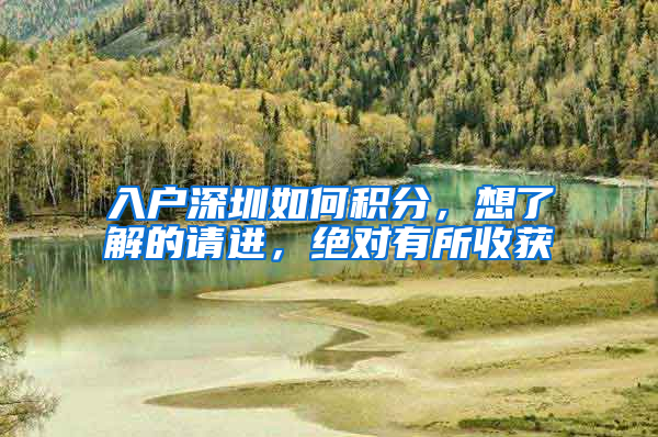 入户深圳如何积分，想了解的请进，绝对有所收获