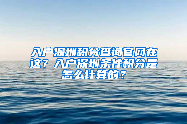 入户深圳积分查询官网在这？入户深圳条件积分是怎么计算的？