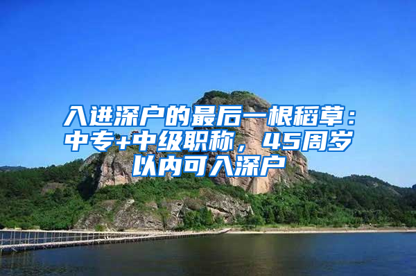 入进深户的最后一根稻草：中专+中级职称，45周岁以内可入深户