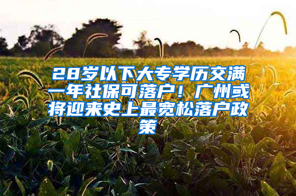 28岁以下大专学历交满一年社保可落户！广州或将迎来史上最宽松落户政策