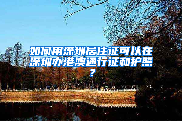 如何用深圳居住证可以在深圳办港澳通行证和护照？