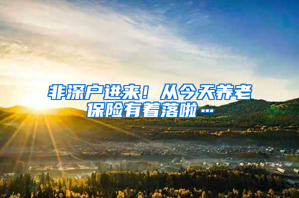 非深户进来！从今天养老保险有着落啦…