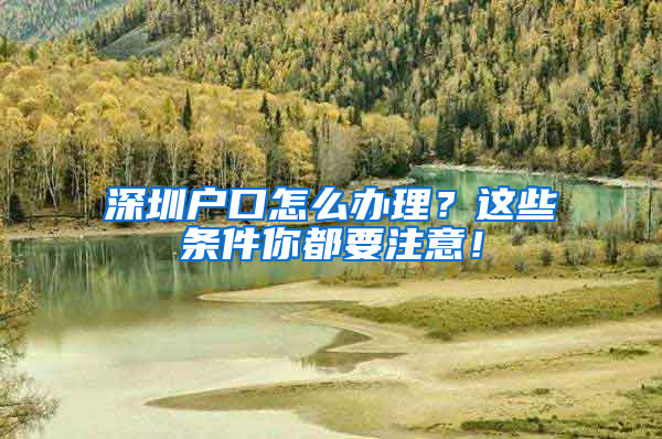 深圳户口怎么办理？这些条件你都要注意！