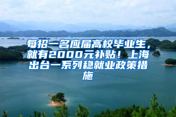 每招一名应届高校毕业生，就有2000元补贴！上海出台一系列稳就业政策措施