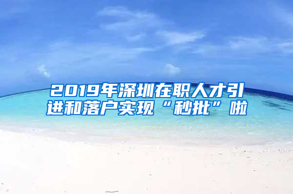 2019年深圳在职人才引进和落户实现“秒批”啦