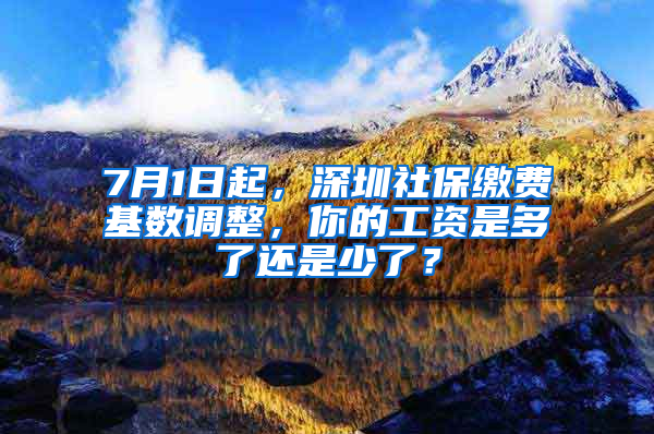 7月1日起，深圳社保缴费基数调整，你的工资是多了还是少了？