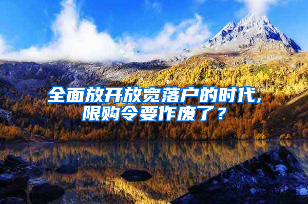 全面放开放宽落户的时代,限购令要作废了？