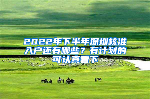2022年下半年深圳核准入户还有哪些？有计划的可认真看下