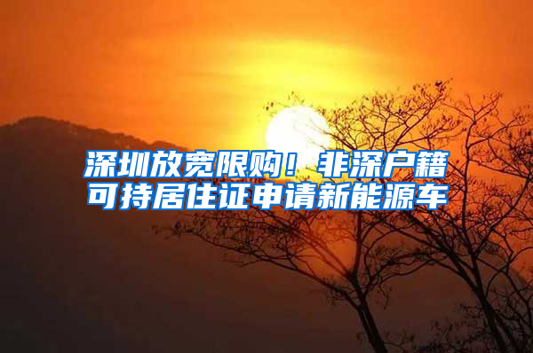 深圳放宽限购！非深户籍可持居住证申请新能源车