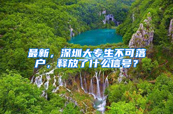 最新，深圳大专生不可落户，释放了什么信号？