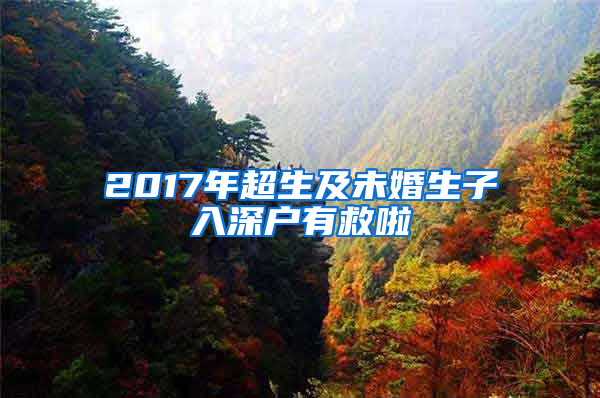 2017年超生及未婚生子入深户有救啦