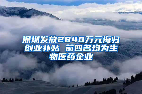 深圳发放2840万元海归创业补贴 前四名均为生物医药企业