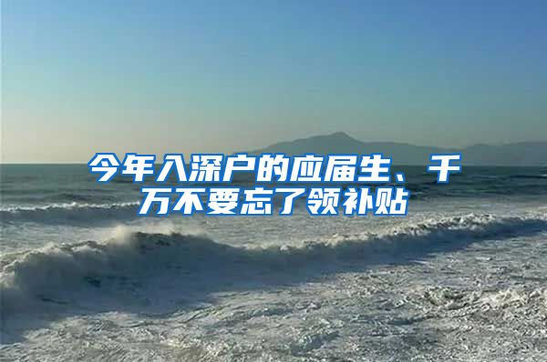今年入深户的应届生、千万不要忘了领补贴