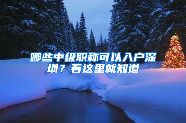 哪些中级职称可以入户深圳？看这里就知道
