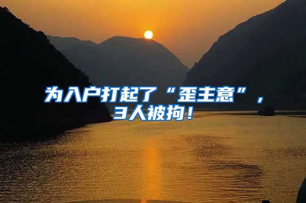 为入户打起了“歪主意”，3人被拘！