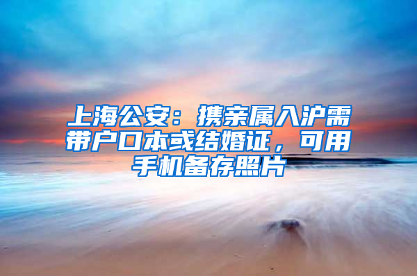上海公安：携亲属入沪需带户口本或结婚证，可用手机备存照片