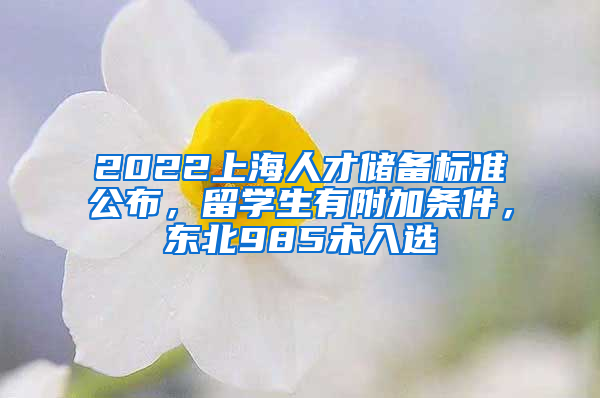 2022上海人才储备标准公布，留学生有附加条件，东北985未入选