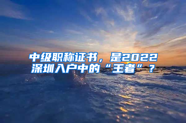 中级职称证书，是2022深圳入户中的“王者”？