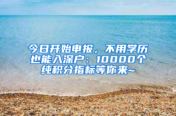 今日开始申报，不用学历也能入深户：10000个纯积分指标等你来~