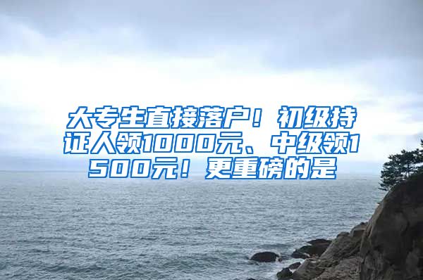 大专生直接落户！初级持证人领1000元、中级领1500元！更重磅的是