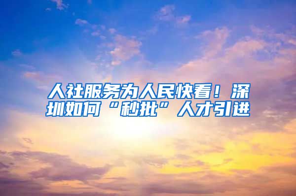 人社服务为人民快看！深圳如何“秒批”人才引进
