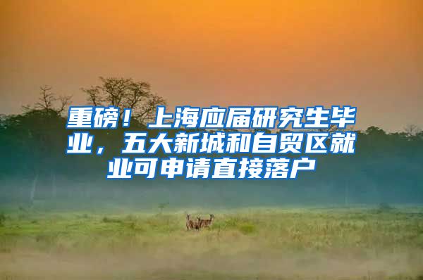 重磅！上海应届研究生毕业，五大新城和自贸区就业可申请直接落户
