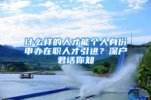 什么样的人才能个人身份申办在职人才引进？深户君话你知