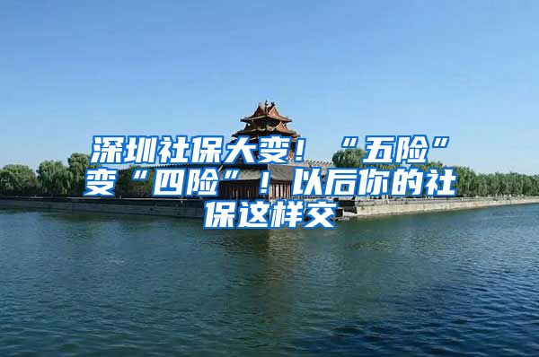 深圳社保大变！“五险”变“四险”！以后你的社保这样交