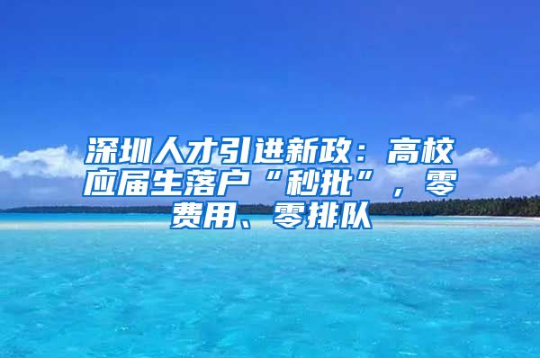 深圳人才引进新政：高校应届生落户“秒批”，零费用、零排队