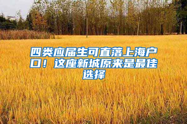 四类应届生可直落上海户口！这座新城原来是最佳选择