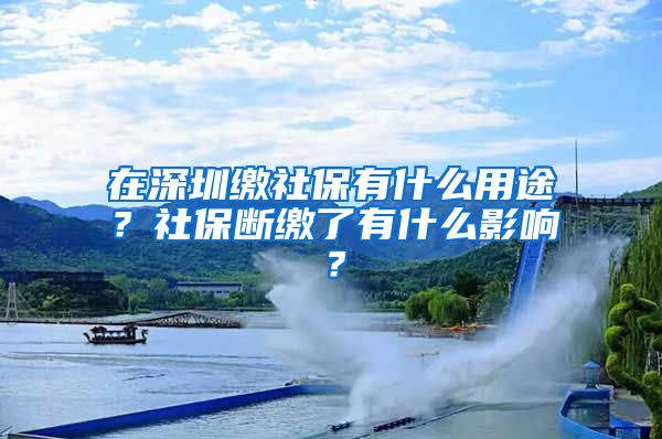 在深圳缴社保有什么用途？社保断缴了有什么影响？