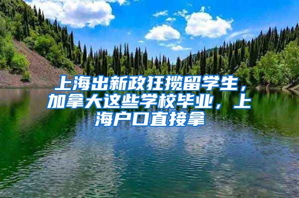 上海出新政狂揽留学生，加拿大这些学校毕业，上海户口直接拿