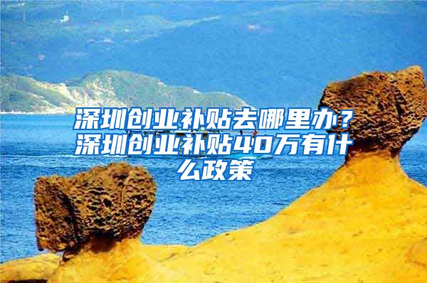 深圳创业补贴去哪里办？深圳创业补贴40万有什么政策