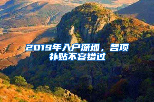 2019年入户深圳，各项补贴不容错过