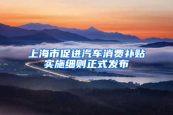 上海市促进汽车消费补贴实施细则正式发布