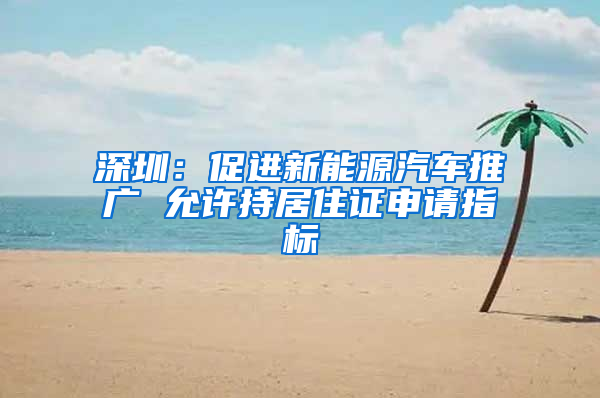 深圳：促进新能源汽车推广 允许持居住证申请指标