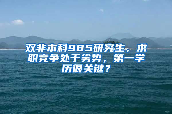 双非本科985研究生，求职竞争处于劣势，第一学历很关键？