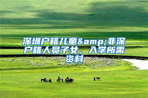 深圳户籍儿童&非深户籍人员子女，入学所需资料
