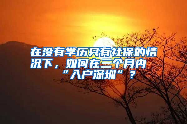 在没有学历只有社保的情况下，如何在三个月内“入户深圳”？