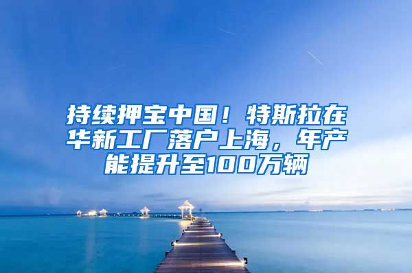 持续押宝中国！特斯拉在华新工厂落户上海，年产能提升至100万辆