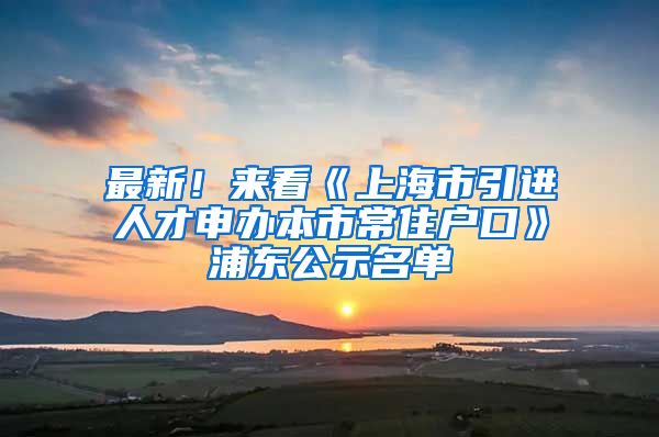 最新！来看《上海市引进人才申办本市常住户口》浦东公示名单
