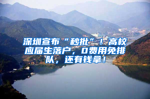 深圳宣布“秒批”！高校应届生落户，0费用免排队，还有钱拿！