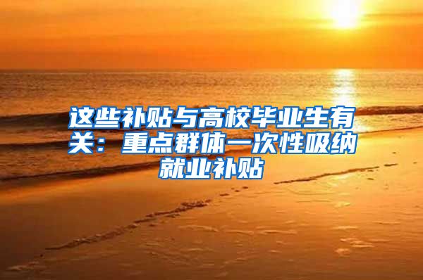 这些补贴与高校毕业生有关：重点群体一次性吸纳就业补贴