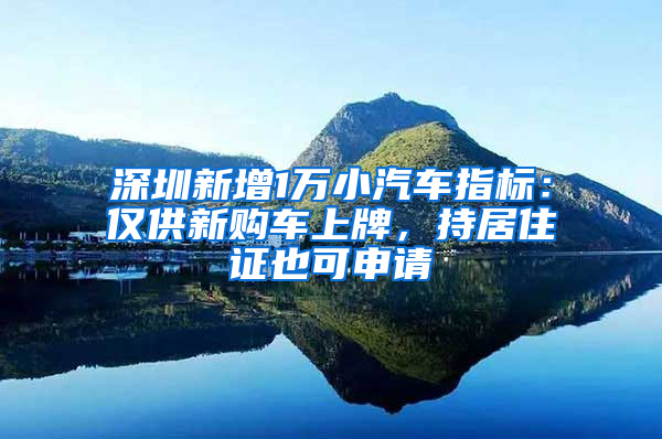 深圳新增1万小汽车指标：仅供新购车上牌，持居住证也可申请