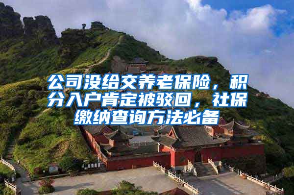 公司没给交养老保险，积分入户肯定被驳回，社保缴纳查询方法必备
