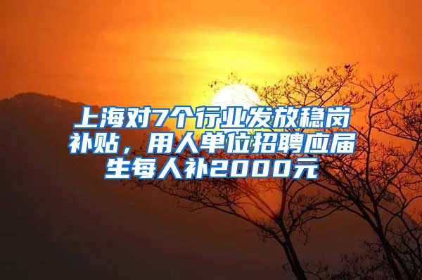 上海对7个行业发放稳岗补贴，用人单位招聘应届生每人补2000元